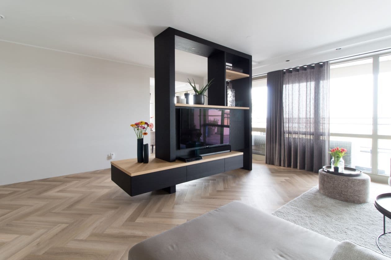 #Roomdivider #eiken woonkamer