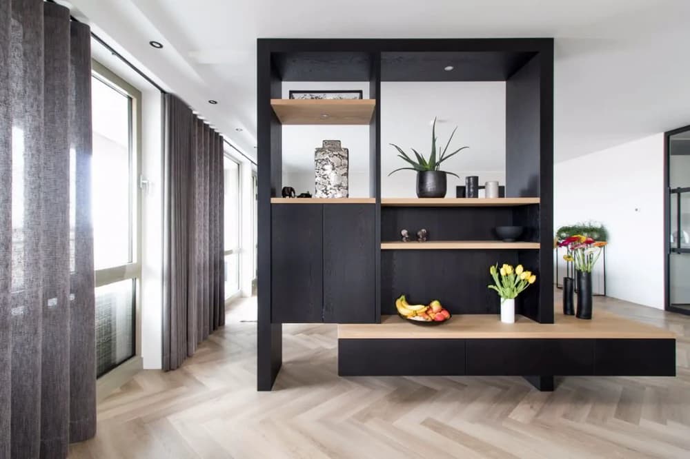#Roomdivider #eiken zwart en naturel