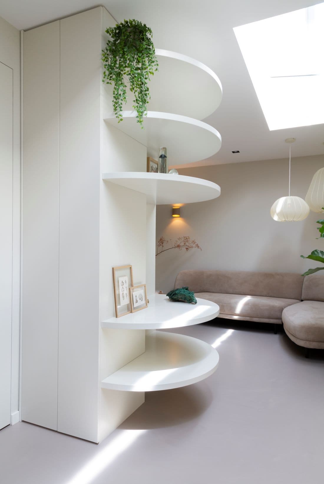 Roomdivider, ronde planken