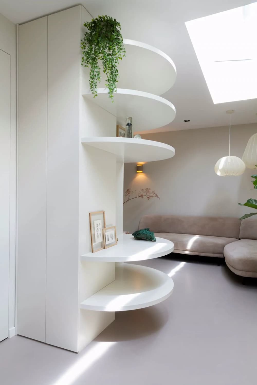 Roomdivider, ronde planken