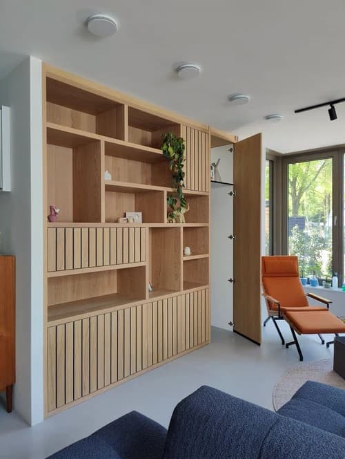 Wandkast eiken fineer met open vakken