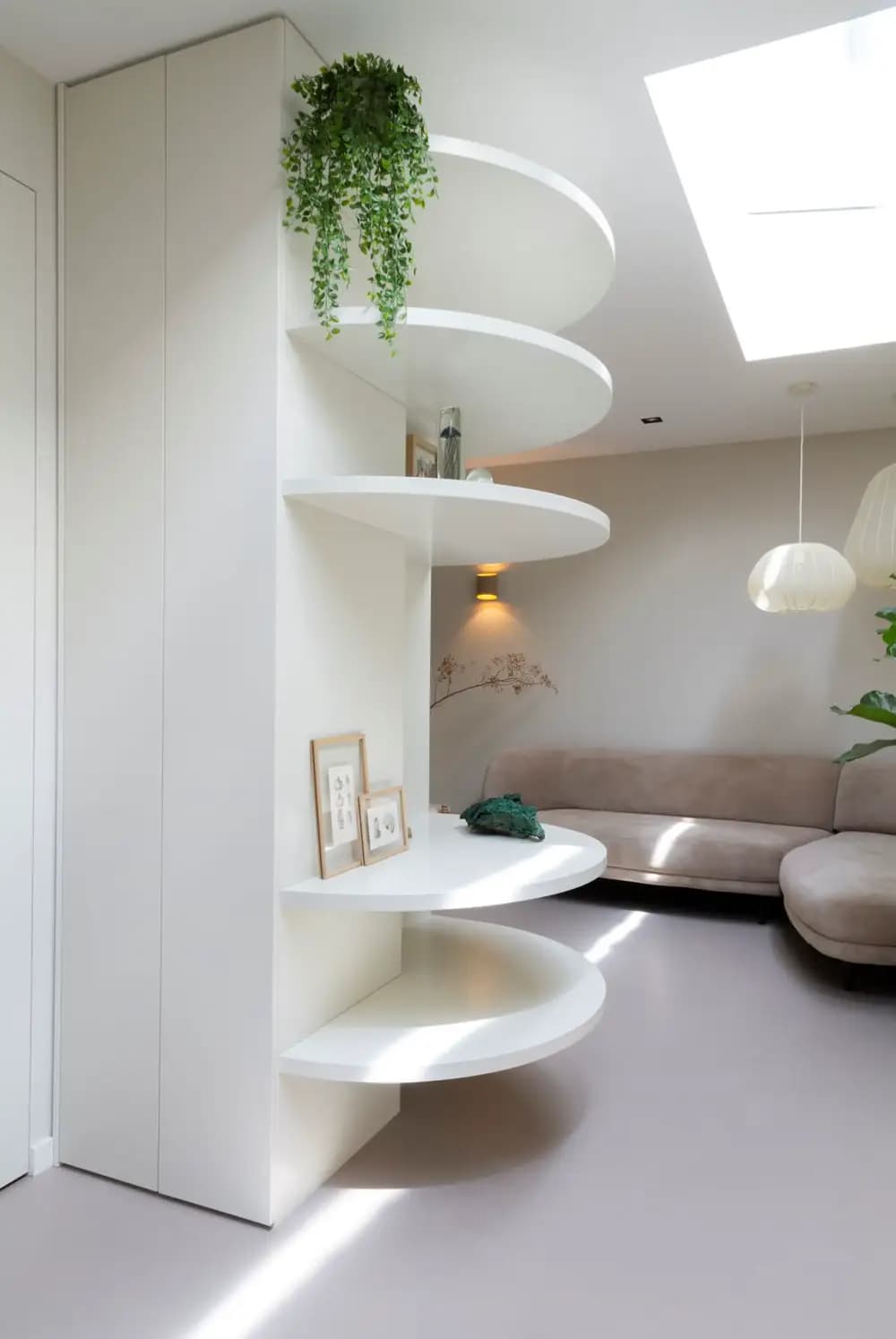 Roomdivider, ronde planken