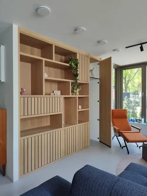 Wandkast eiken fineer met open vakken