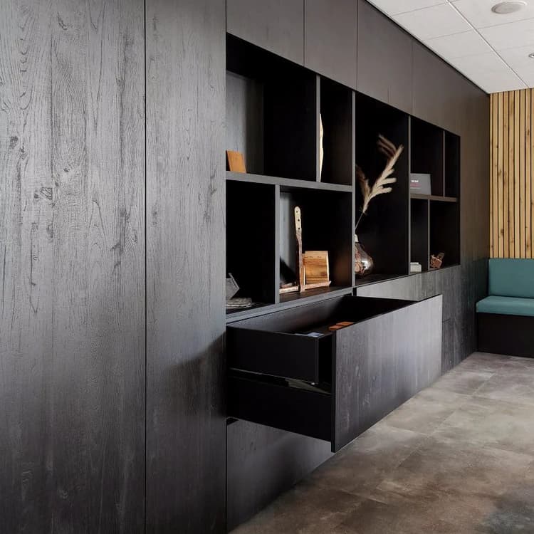 Wandkast open vakken lade met binnenlade