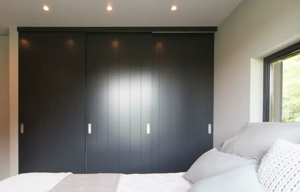 Zijdeglans gespoten schuifdeurkast met rvs greep