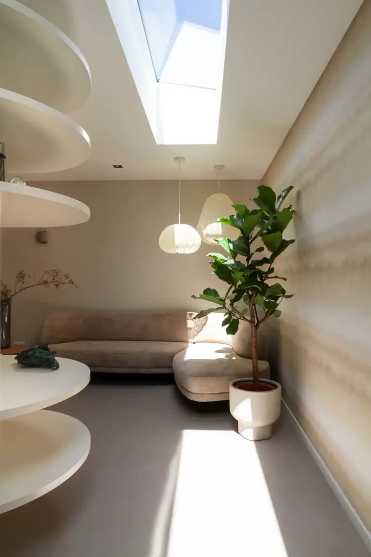 Roomdivider wandkast wandplanken rond maatwerk