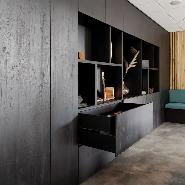 Wandkast open vakken lade met binnenlade